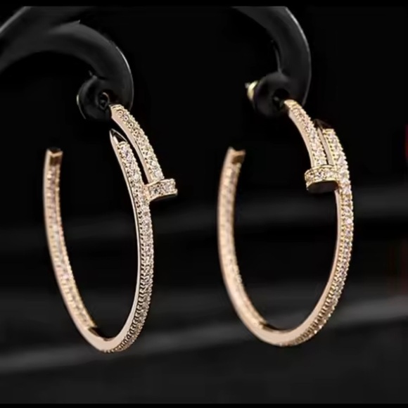 Just Un Clou Gold Crystal Nail Earrings - Picture 12 of 16